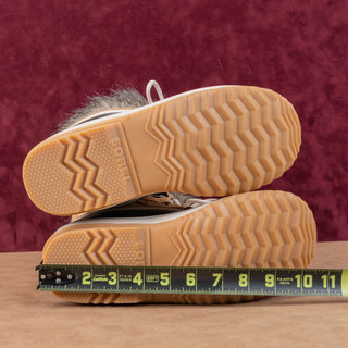 Sorel Women Joan of Artic Tan Faux Fur Waterproof Snow Winter Boots size 8.5