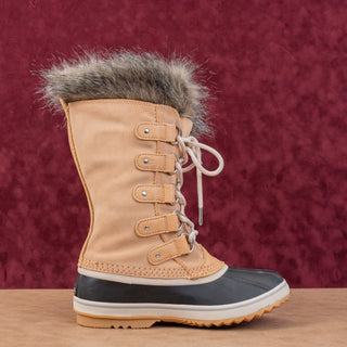 Sorel Women Joan of Artic Tan Faux Fur Waterproof Snow Winter Boots size 8.5