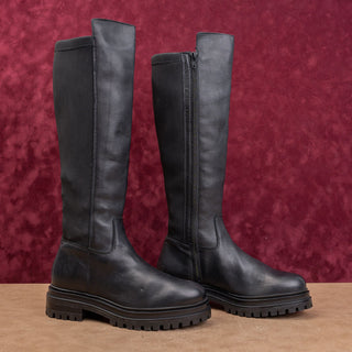 Miz Mooz Wmn Fashion Zip Black Leather Stretch Riding Country Boots 7.5US EUR38