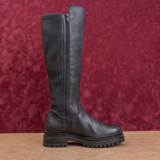 Miz Mooz Wmn Fashion Zip Black Leather Stretch Riding Country Boots 7.5US EUR38