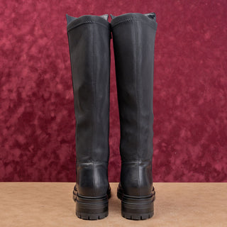 Miz Mooz Wmn Fashion Zip Black Leather Stretch Riding Country Boots 7.5US EUR38