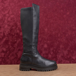 Miz Mooz Wmn Fashion Zip Black Leather Stretch Riding Country Boots 7.5US EUR38
