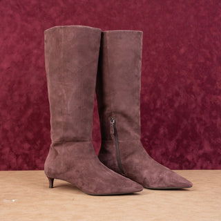 Cole Haan Women Go to Janece Plum Suede GrandOS Zip Pointy Knee Boots sz 10