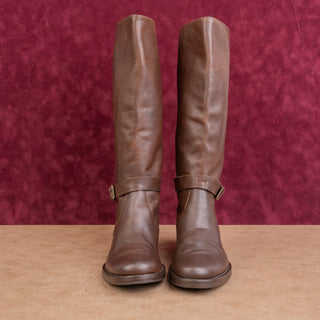 JCrew Wmn Vintage Y2K Dark Brown Leather Classic Riding Fashion Boho Boots sz 5