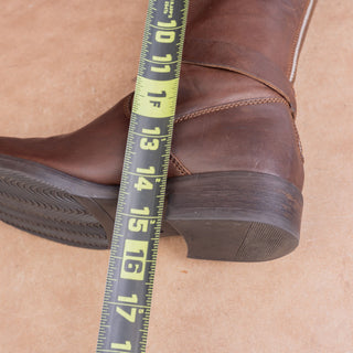 JCrew Wmn Vintage Y2K Dark Brown Leather Classic Riding Fashion Boho Boots sz 5