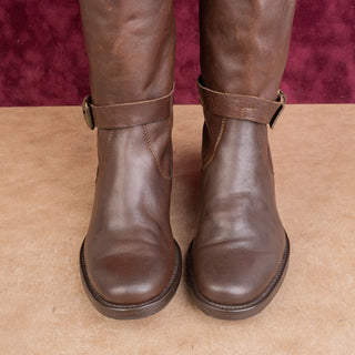 JCrew Wmn Vintage Y2K Dark Brown Leather Classic Riding Fashion Boho Boots sz 5