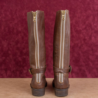 JCrew Wmn Vintage Y2K Dark Brown Leather Classic Riding Fashion Boho Boots sz 5