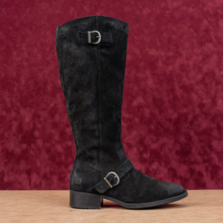 Born Women Esire Black Suede Zip Farm Wide Calf Riding Fashion Knee Boots sz 9