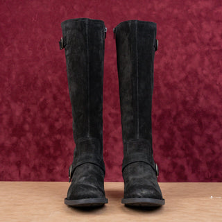Born Women Esire Black Suede Zip Farm Wide Calf Riding Fashion Knee Boots sz 9