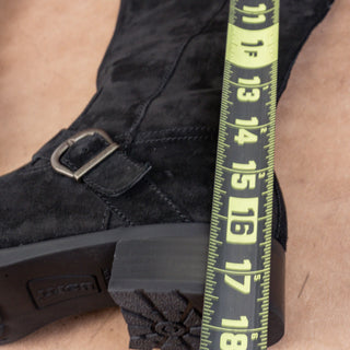 Born Women Esire Black Suede Zip Farm Wide Calf Riding Fashion Knee Boots sz 9