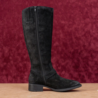 Born Women Esire Black Suede Zip Farm Wide Calf Riding Fashion Knee Boots sz 9