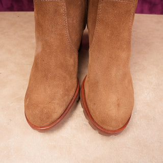 Tory Burch Women Sofia Brown Suede T Logo Harness Zip Summer Ankle Boots sz 11