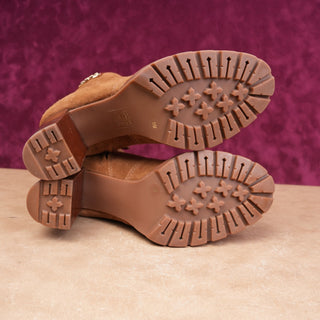Tory Burch Women Sofia Brown Suede T Logo Harness Zip Summer Ankle Boots sz 11