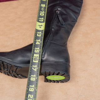 Sam Edelman Women Drina Black Leather Wide Calf Lug Riding Boots size 6.5