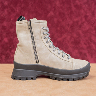 P448 Denise Beige Glitter Platform Suede Vibram Combat Boots 10-10.5 EUR 41