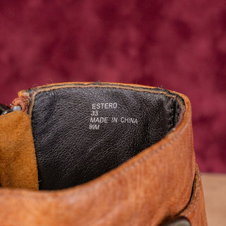 Donald Pliner Women Estero Brown Leather Vintage Retro Buckle Ankle Boots sz 8