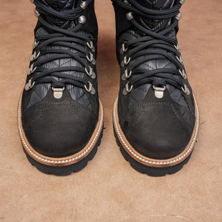 Ganni Women Quilted Black Leather Warm Winter Ankle Lace Boots size 9US EUR39