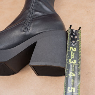 Steve Madden Wmn Henrik Black Platform Retro Vegan Leather Festival Boots Sz 6