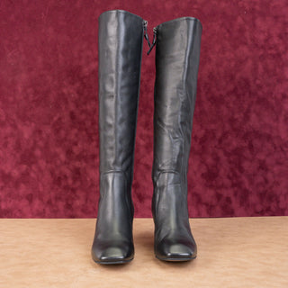Kurt Geiger London Women Retro 60s Black Leather Heel Knee Boots sz 6US EUR36