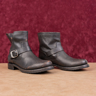 Frye Women Veronica Slouch Dark Brown Leather Strap Moto Biker Ankle Boots sz 9