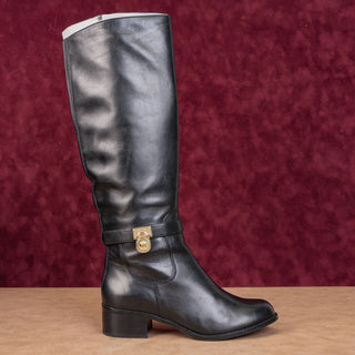 Michael Kors Women Riding Equestrian Black Leather Knee High Boots sz 7