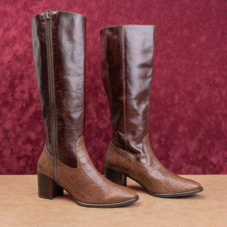 Etienne Aigner Women Brown Leather Riding Country Cottage Fashion Boots sz 9.5