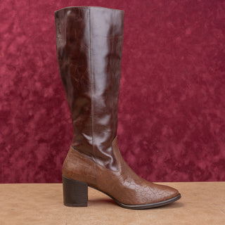 Etienne Aigner Women Brown Leather Riding Country Cottage Fashion Boots sz 9.5