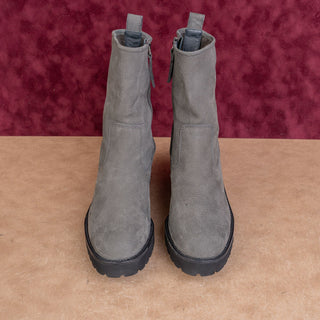 Paul Green Women Newbury Grey Grain Nubuck Combat Boots sz 8US Austrian 5.5