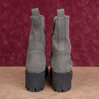 Paul Green Women Newbury Grey Grain Nubuck Combat Boots sz 8US Austrian 5.5