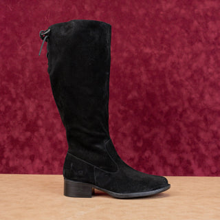 Born Women North Back Laced Wide Calf Black Suede Riding Tall Boots Size 8.5