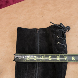 Born Women North Back Laced Wide Calf Black Suede Riding Tall Boots Size 8.5