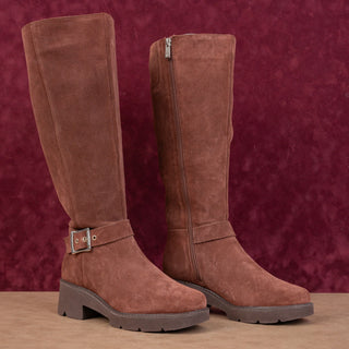 Naturalizer Women Darry Waterproof Wide Calf Capuccino Brown Suede Knee Boots 7