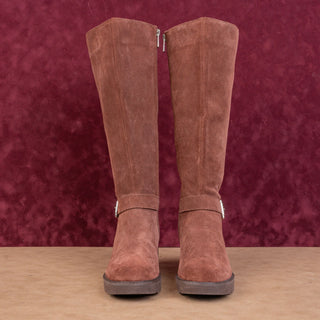 Naturalizer Women Darry Waterproof Wide Calf Capuccino Brown Suede Knee Boots 7