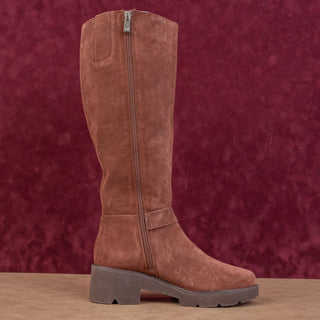 Naturalizer Women Darry Waterproof Wide Calf Capuccino Brown Suede Knee Boots 7