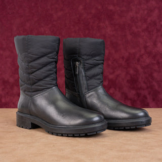 Aquatalia Wmn Lori Black Waterproof Leather Zip Quilted Moto Ankle Boots sz 9