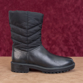 Aquatalia Wmn Lori Black Waterproof Leather Zip Quilted Moto Ankle Boots sz 9