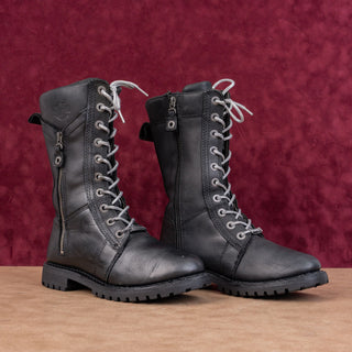 Harley Davidson Women Harnett lace-up Zip Moto Biker Boots sz 6.5