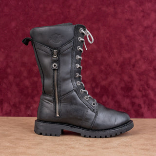 Harley Davidson Women Harnett lace-up Zip Moto Biker Boots sz 6.5