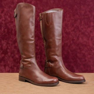 Sam Edelman Women Mikala Equestrian Riding Brown Leather Fashion Boots sz 7.5