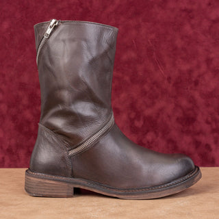 Vintage Foundry Wmn Regine Zip Festival Party Brown Leather Mid Boots 9US EUR40