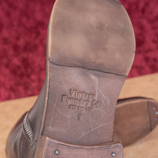 Vintage Foundry Wmn Regine Zip Festival Party Brown Leather Mid Boots 9US EUR40