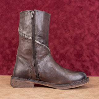 Vintage Foundry Wmn Regine Zip Festival Party Brown Leather Mid Boots 9US EUR40