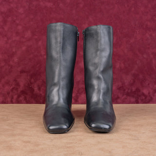 Steve Madden Women Retro Vintage Y2K Black Leather Zip Ankle Square Boots 8.5