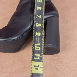 Steve Madden Women Retro Vintage Y2K Black Leather Zip Ankle Square Boots 8.5