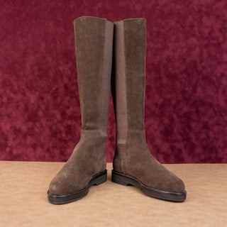 Donald J Pliner Wmn Naala Stretch Calf Brown Suede Slip Comfy Knee Boots sz 6.5