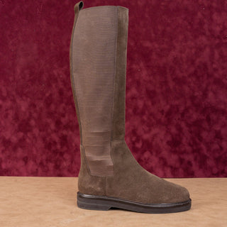 Donald J Pliner Wmn Naala Stretch Calf Brown Suede Slip Comfy Knee Boots sz 6.5