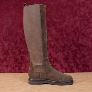 Donald J Pliner Wmn Naala Stretch Calf Brown Suede Slip Comfy Knee Boots sz 6.5