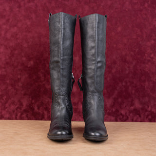 Sam Edelman Prina Women Black Leather Studded Riding Boots Sz 6M