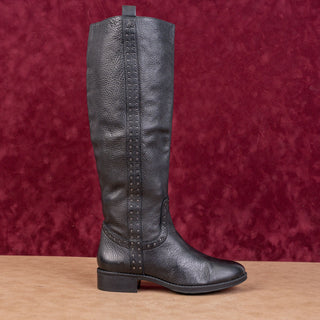 Sam Edelman Prina Women Black Leather Studded Riding Boots Sz 6M