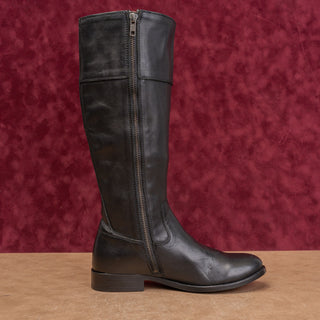 Frye Women Melissa D Ring Black Leather Zip Riding Equestrian Boots sz 6